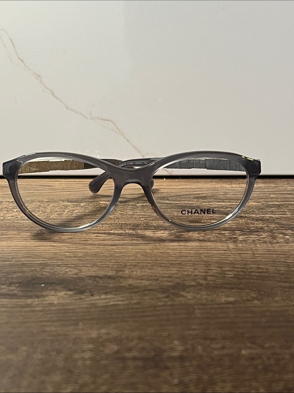 Authentic CHANEL Transparent Grey  Optical Glasses with crystals on temples